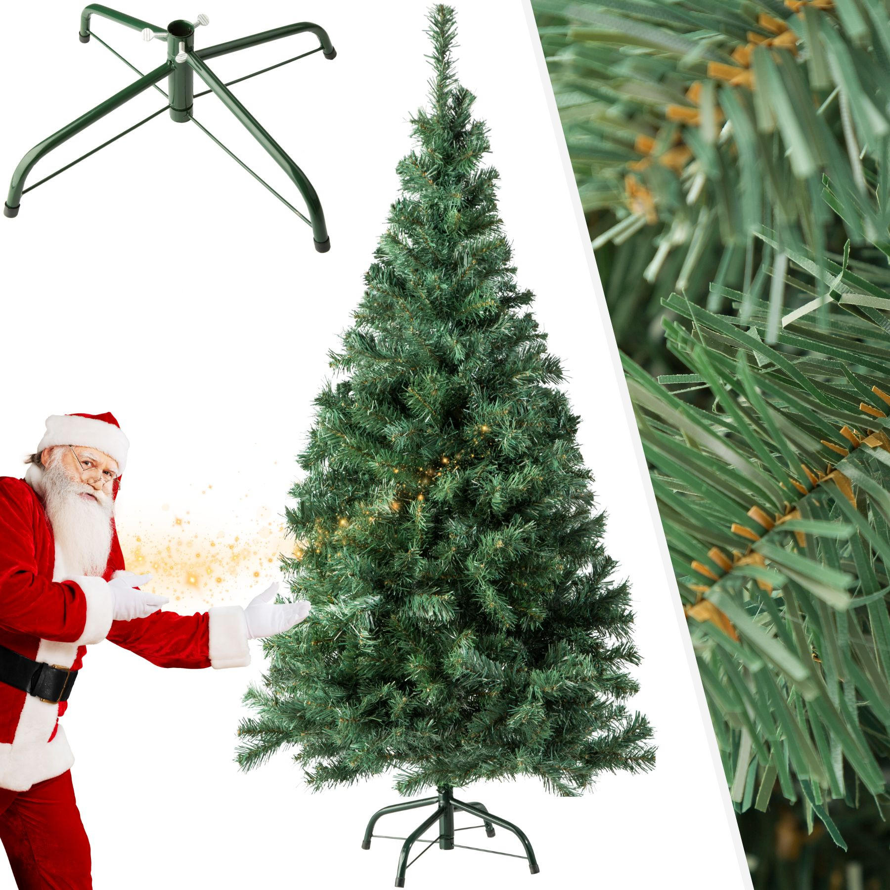 WEIHNACHTSBAUM ,inklusive Metallständer mit Kunststoffkappen,grün - Grün, Kunststoff (180cm) - tectake