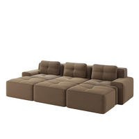 MODULARES Sofa aus Cord in Braun 293x177x69 cm mit Schlaffunktion und 74 cm Sitztiefe - Braun, Textil (177/69/293cm) - IVMEU