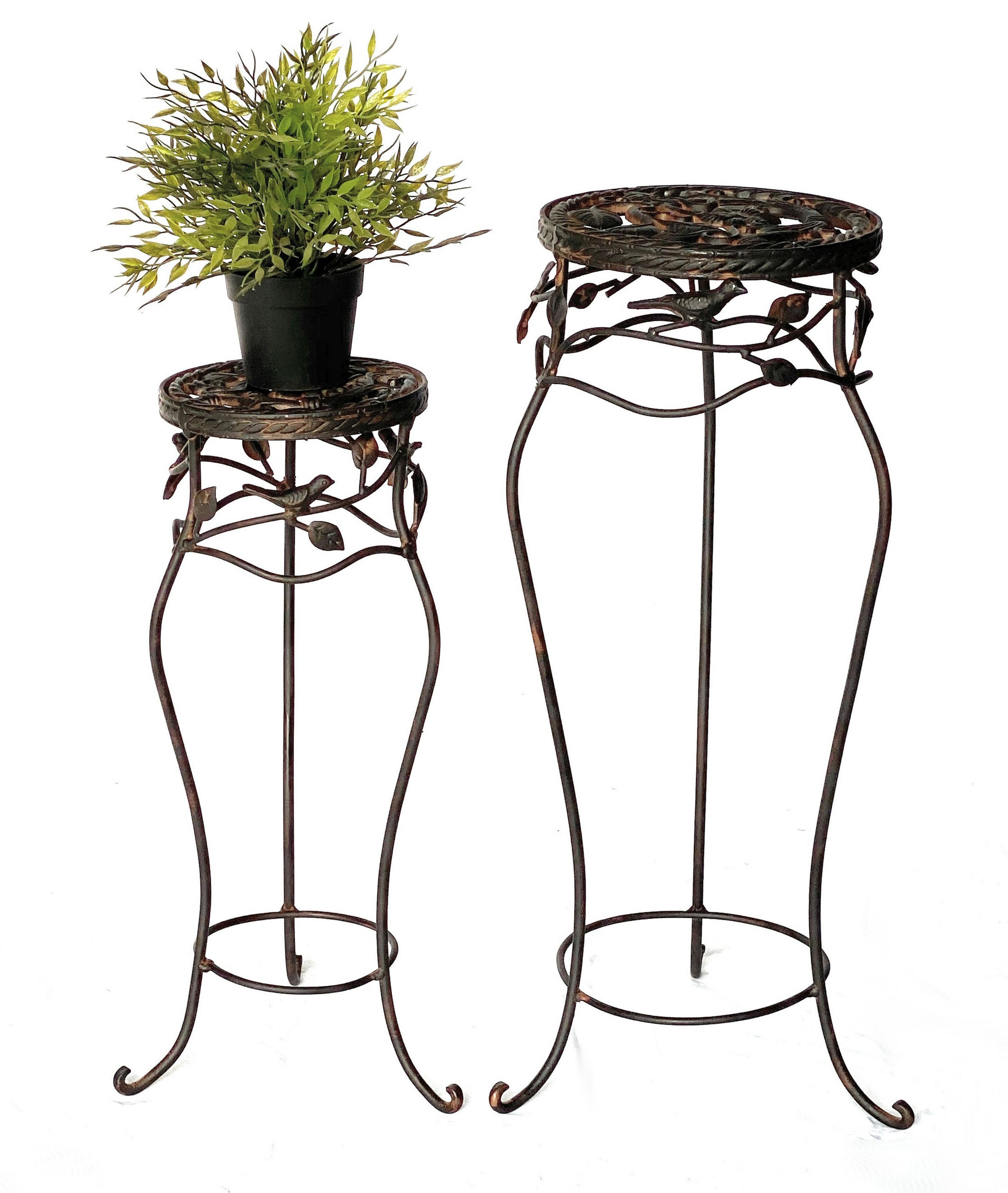 BLUMENHOCKER 2er Set 65 cm / 78 cm Metall Schwarz Rund 18215 - Schwarz, Metall (23/65/23cm) - DanDiBo