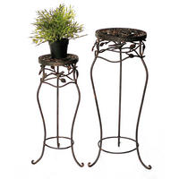 BLUMENHOCKER 2er Set 65 cm / 78 cm Metall Schwarz Rund 18215 - Schwarz, Metall (23/65/23cm) - DanDiBo