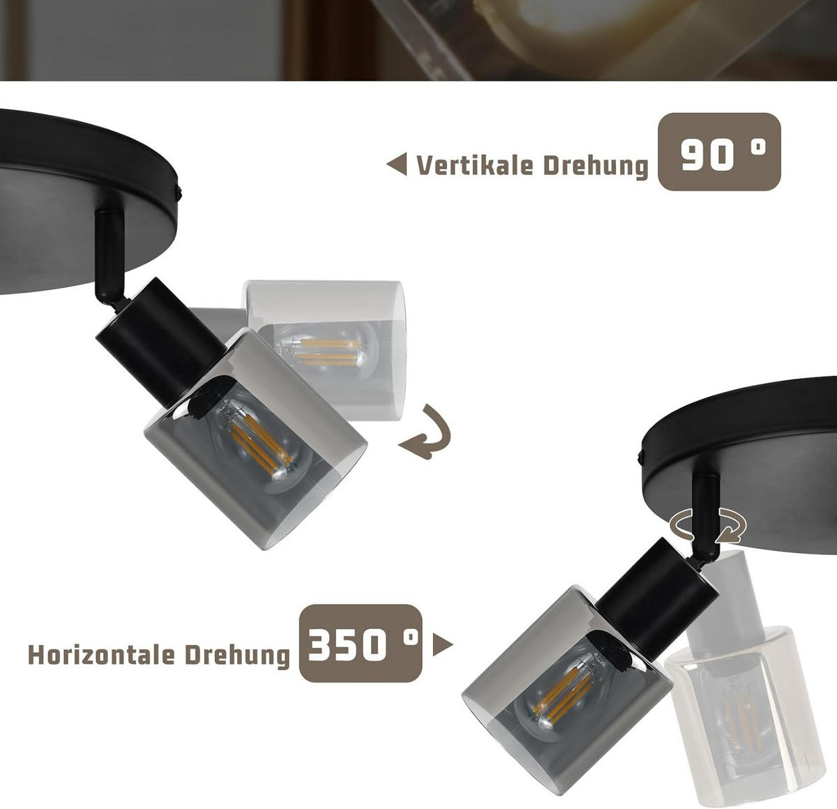 DECKENSTRAHLER Scheinrich 18/18/20 cm - Schwarz, Metall (20/18/18cm) - ZMH