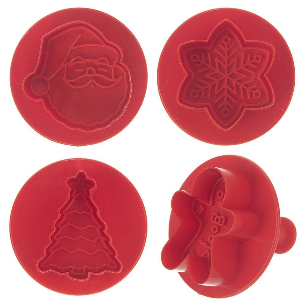 AUSSTECHFORMEN-SET Weihnachten Klassik 4-teilig Rot - Rot, Kunststoff (6/5/6.5cm) - Orion 
