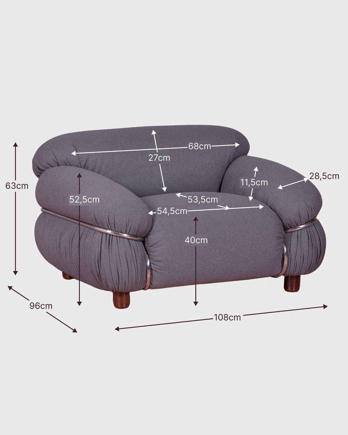 EINSITZER-SOFA GEPOLSTERT Textil Grau - Grau, Textil (108/63/96cm) - Nest Dream