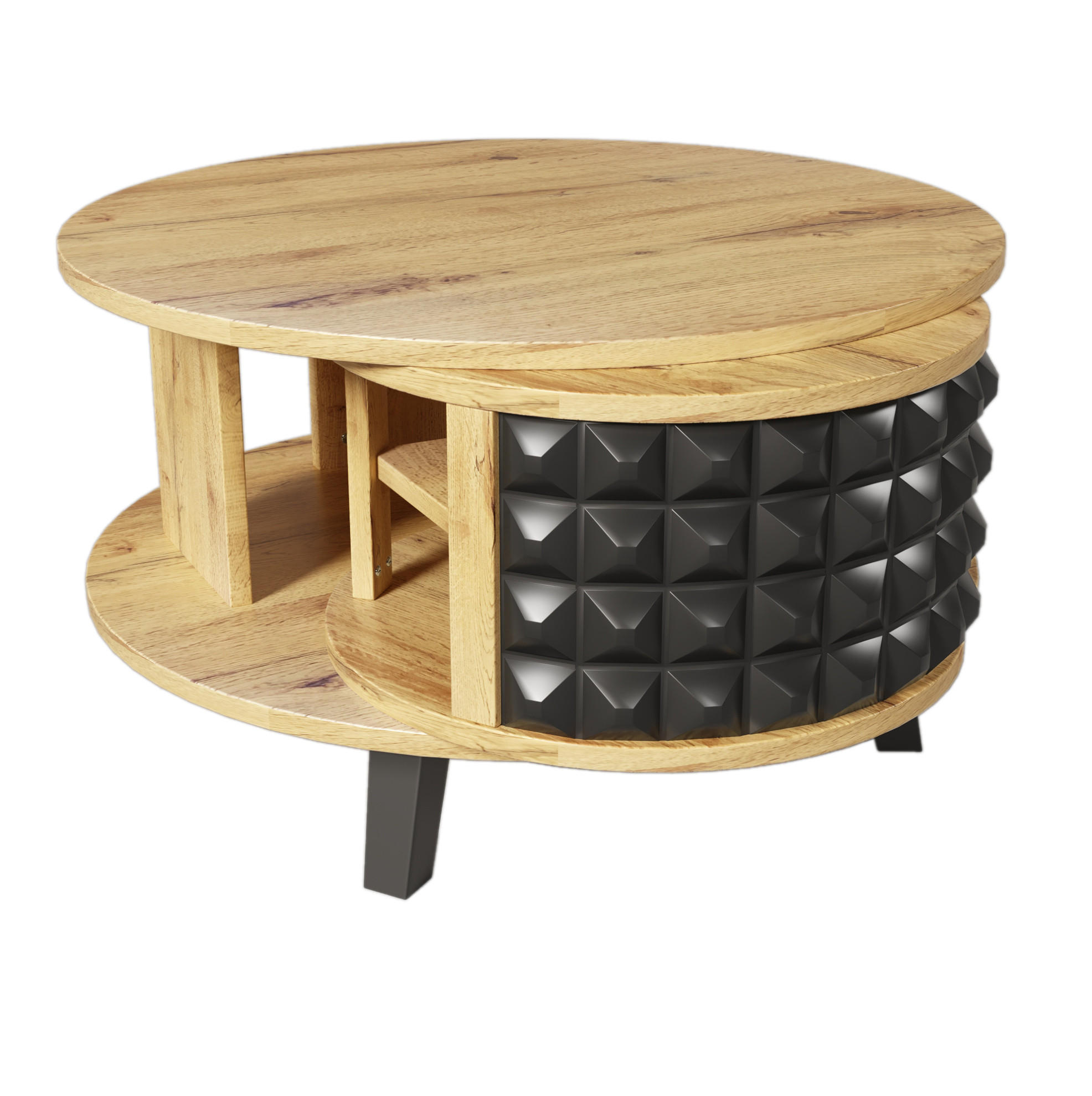 COUCHTISCH, Spanplatte in Natur mit drehbarer 360°-Aufbewahrung, 85,2/80/45,2 cm,Naturfarben - Naturfarben, Holzwerkstoff (85.2/80/45.2cm) - Redom