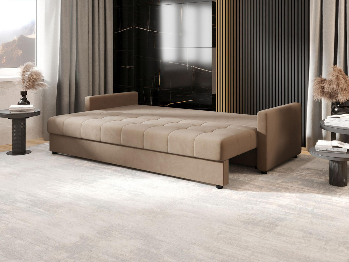 SOFA MOS mit Schlaffunktion ITAKA 48 mit Stauraum - Hellbraun, Textil (84/72/220cm) - Bedante