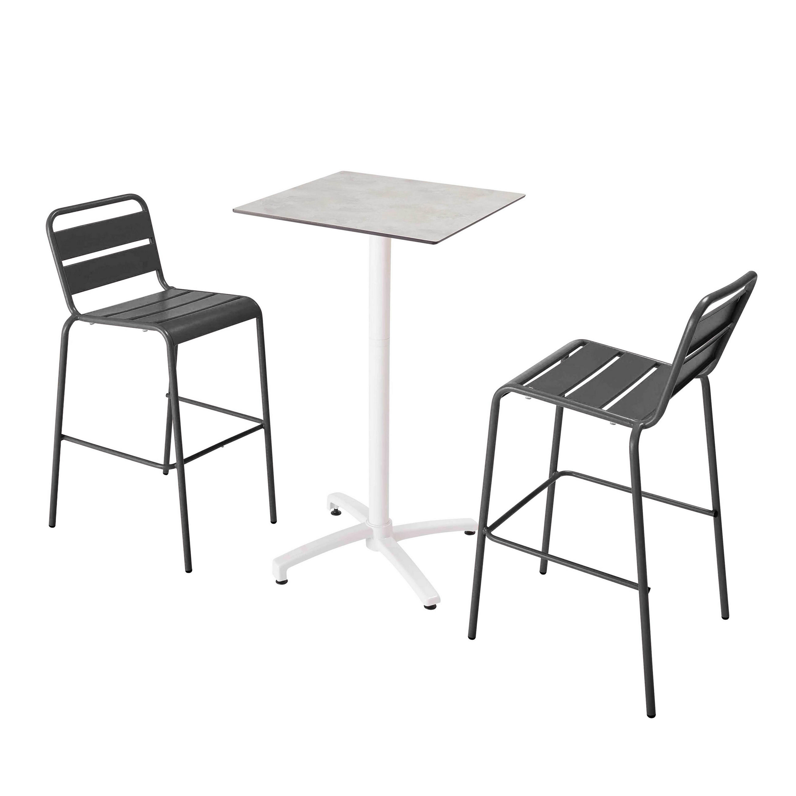 GARTENSET 3-tlg., Grau - Grau, Metall - Oviala