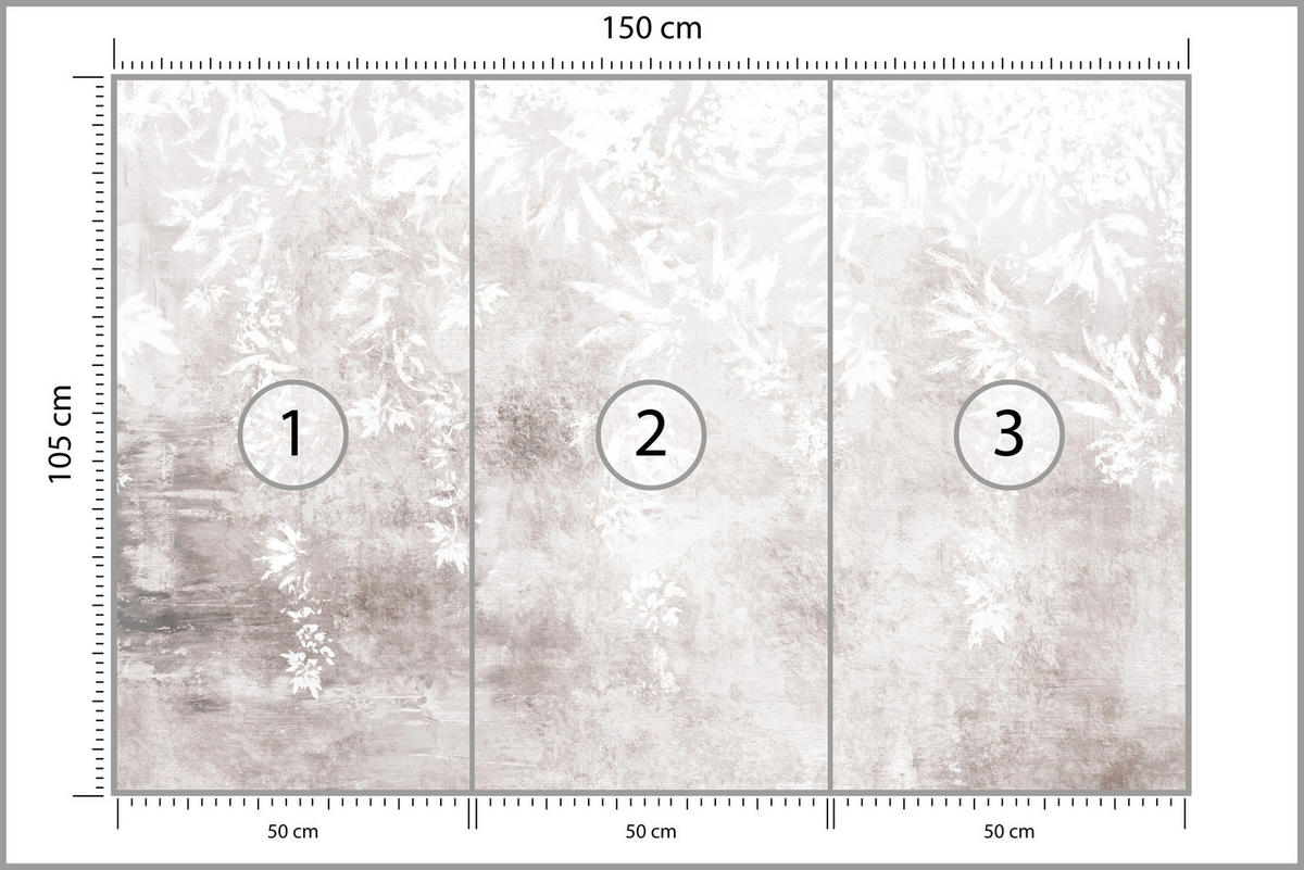 FOTOTAPETE für Küche Abstrakte Pflanzen auf Beton Vintage 150x105 - Beige/Braun, Papier (150/105cm) - Muralo