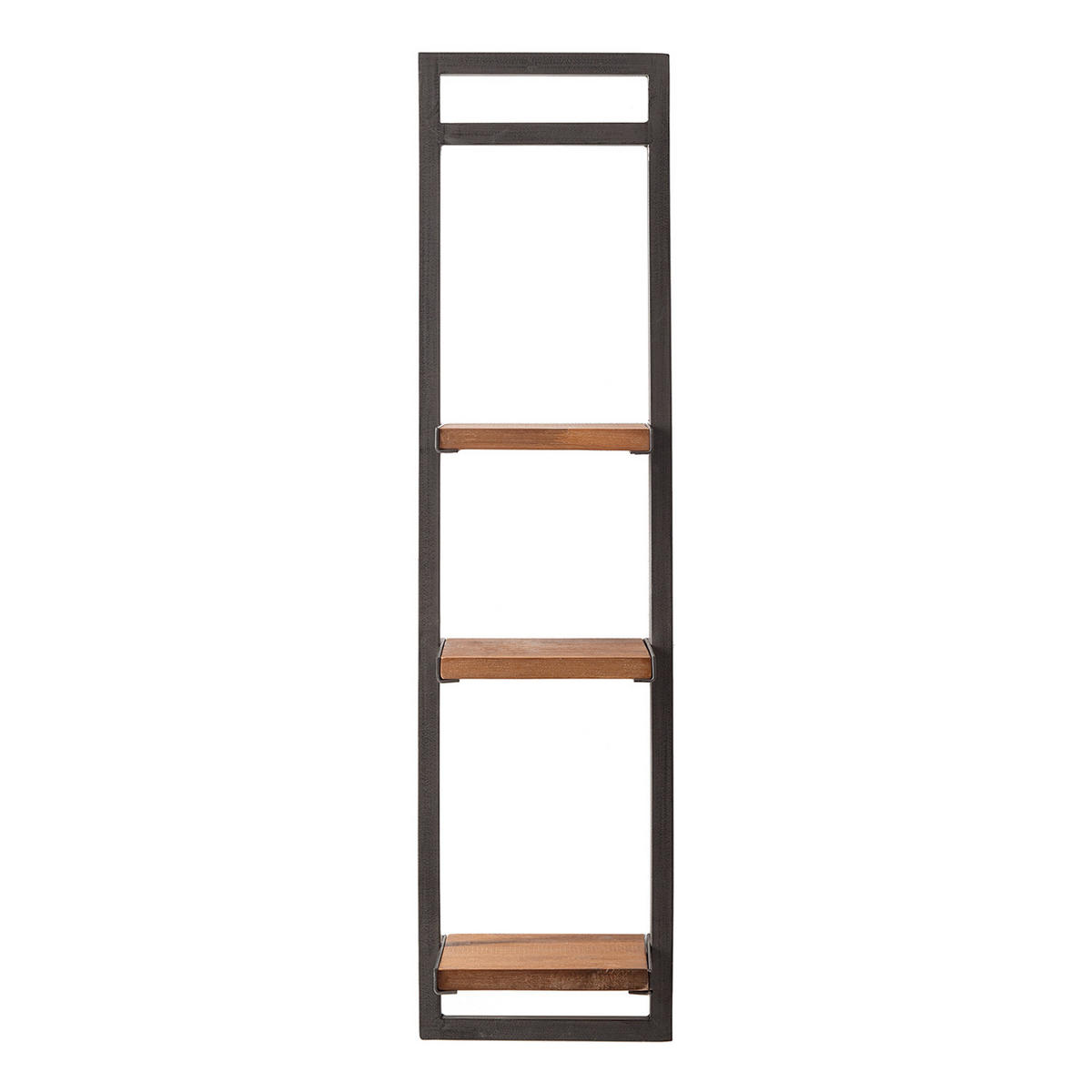WANDREGAL - Akazie massiv / Metall - Anthrazit - Akaziefarben, Holz/Metall (22/85/19cm) - home24