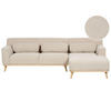 3-SITZER-ECKSOFA Cord hellbeige rechtsseitig Simos - Hellbraun/Beige, Textil (264/159cm) - Beliani