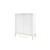 HOCHKOMMODE NOVA Geriffelt, 2-Türen, KOMMODE Schwarz, Goldfüße 104x39x cm Weiß - Goldfarben/Weiß, Holzwerkstoff/Kunststoff (104/125/39cm) - DomoHome