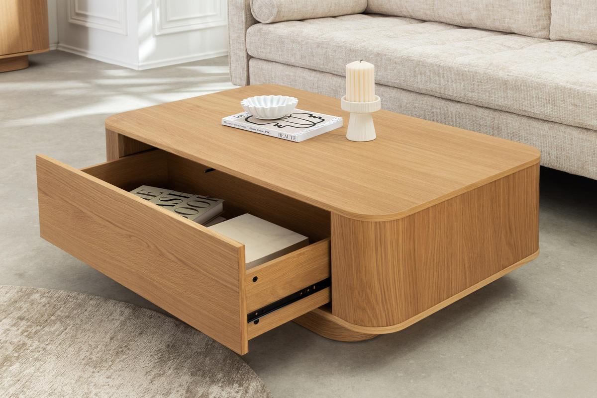 COUCHTISCH VALHALLA WOOD Furnier Natur 100 cm - Braun/Naturfarben, Eichenholz/Holz (60/100/38cm) - riess-ambiente