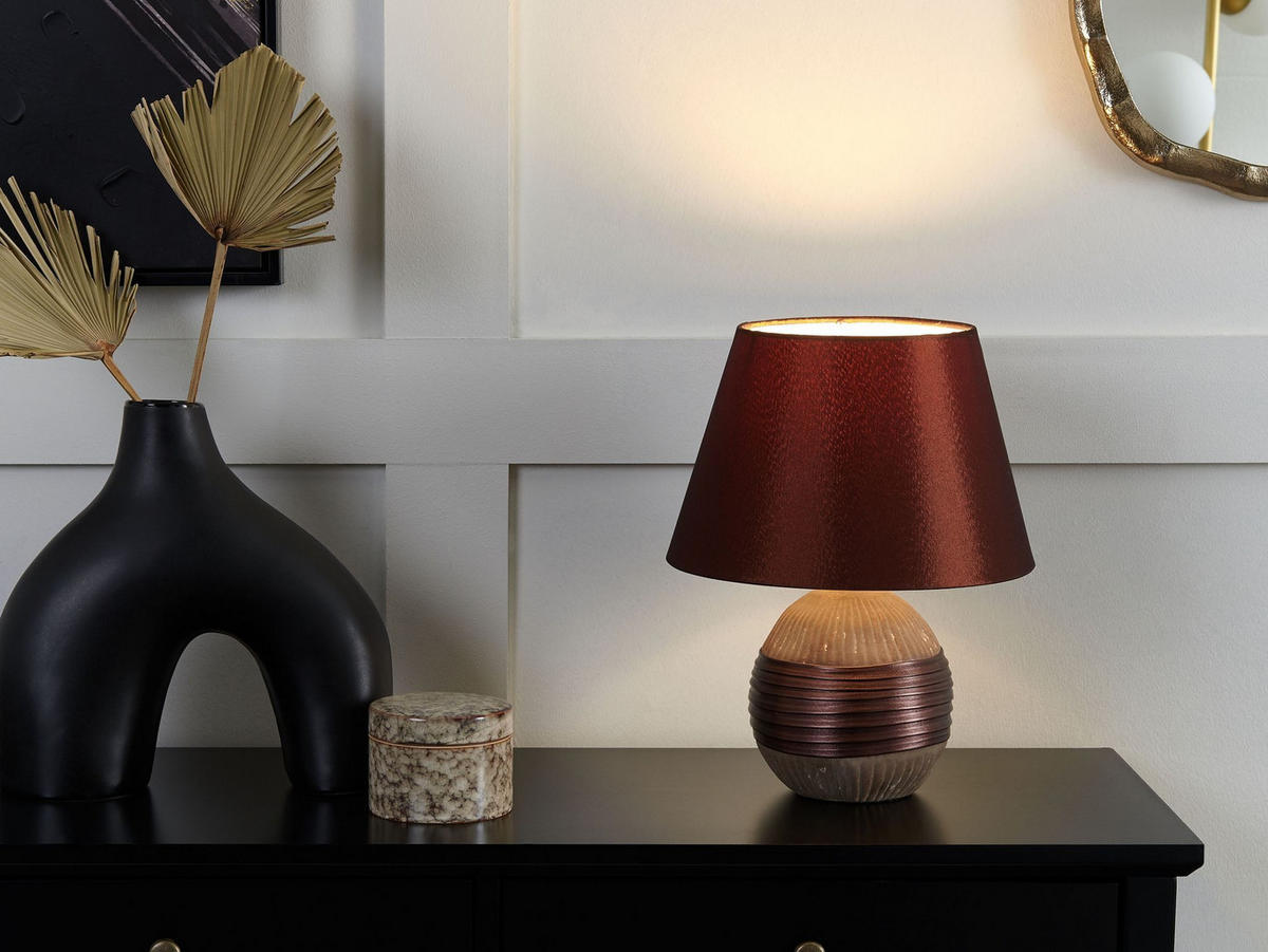 TISCHLAMPE Sado 28/28/37 cm - Braun, Keramik (28/28/37cm) - Beliani