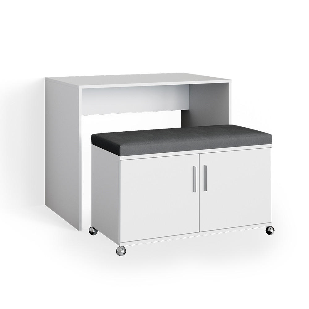 SCHREIBTISCH Flona Weiß 93.2 cm - Anthrazit/Weiß, Holzwerkstoff (60/93.2/76.2cm) - Vicco