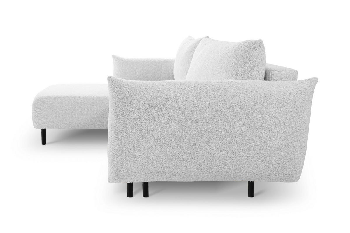 ECKSOFA ADEL mit Schlaffunktion und Bettkasten, L-förm, Metallbeine, verstellbar lose Rückenkissen, freistehend, LINKS, 171x257x90 cm, Silver - Silberfarben, Holz/Textil (171/257cm) - DomoHome