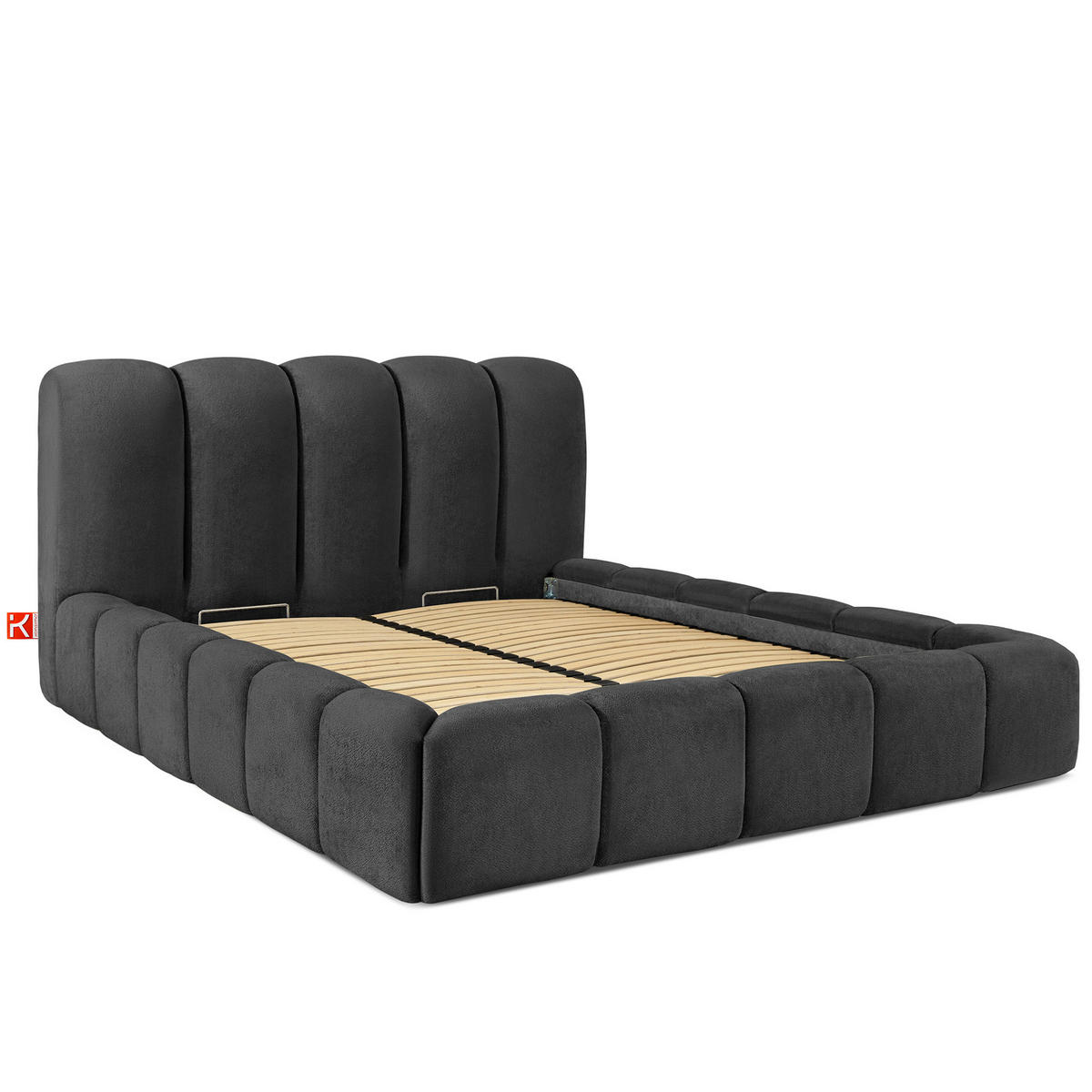 POLSTERBETT MERIDE Chenille, Anthrazit - Anthrazit/Schwarz, Holz/Textil (160/200cm) - KONSIMO®