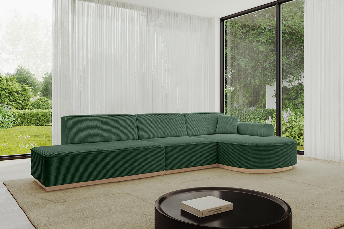 ECKSOFA Ottomane Rechts ARRIO-L2 - 328x171x83 cm Grün - Grün, Holzwerkstoff/Textil (328/171cm) - ALTDECOR