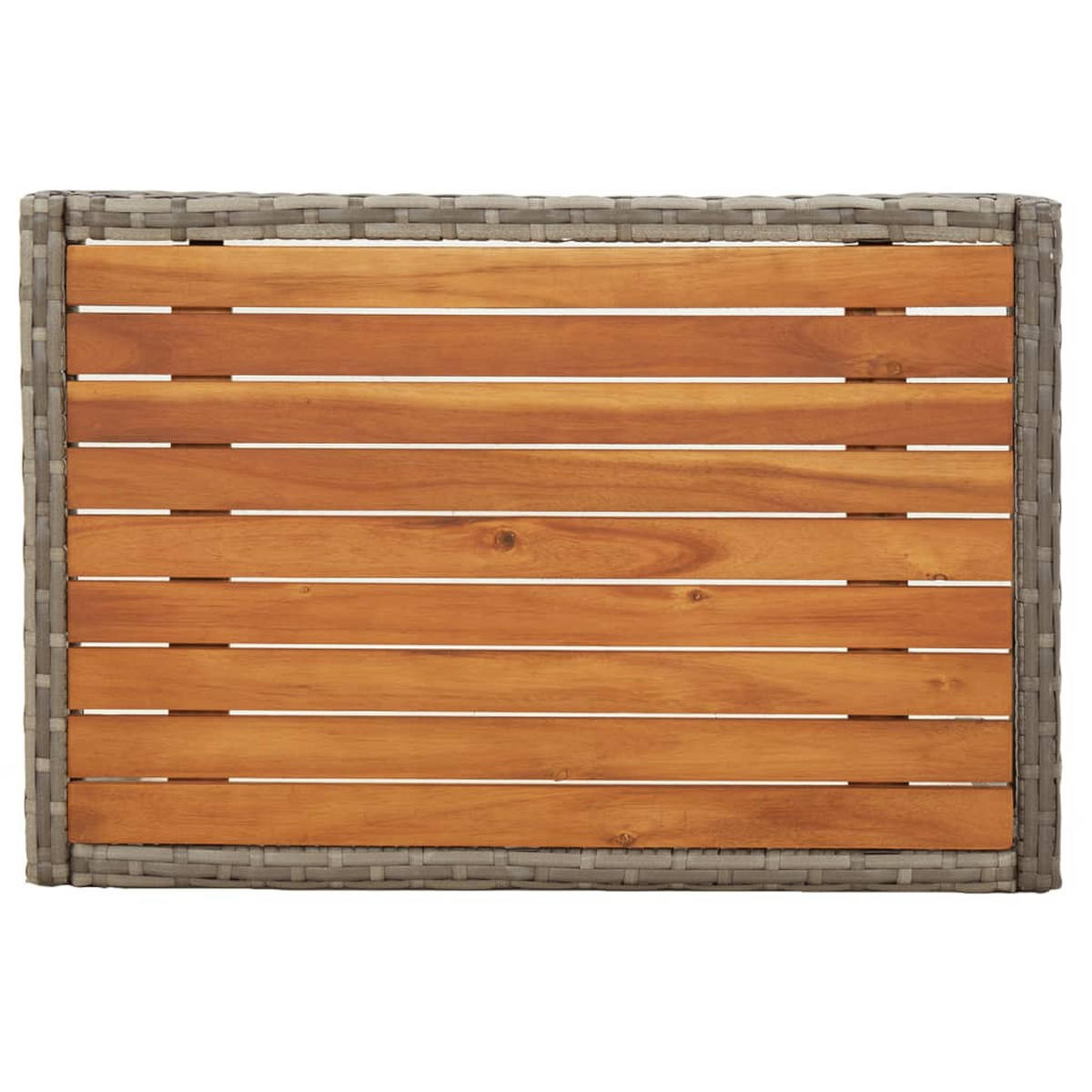 LOUNGEGARNITUR mit Kissen und Couchtisch, aus Poly Rattan und Akazienholz, in Grau, 3-teiliges Set - Grau, Kunststoff - vidaXL