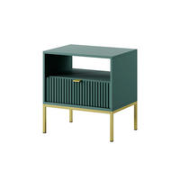 NACHTTISCH Nova - NOC, Geriffelte Front mit Goldenes Griffdesign 54x39x56 cm Lablador - Türkis/Goldfarben, Holzwerkstoff/Kunststoff (54/56/39cm) - DomoHome