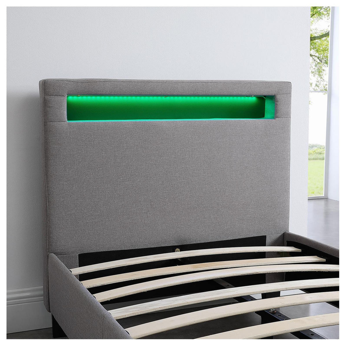 POLSTERBETT MIT LED HIMALAYA 90X200 CM - Grau, Textil (90/200cm) - CARO-Möbel