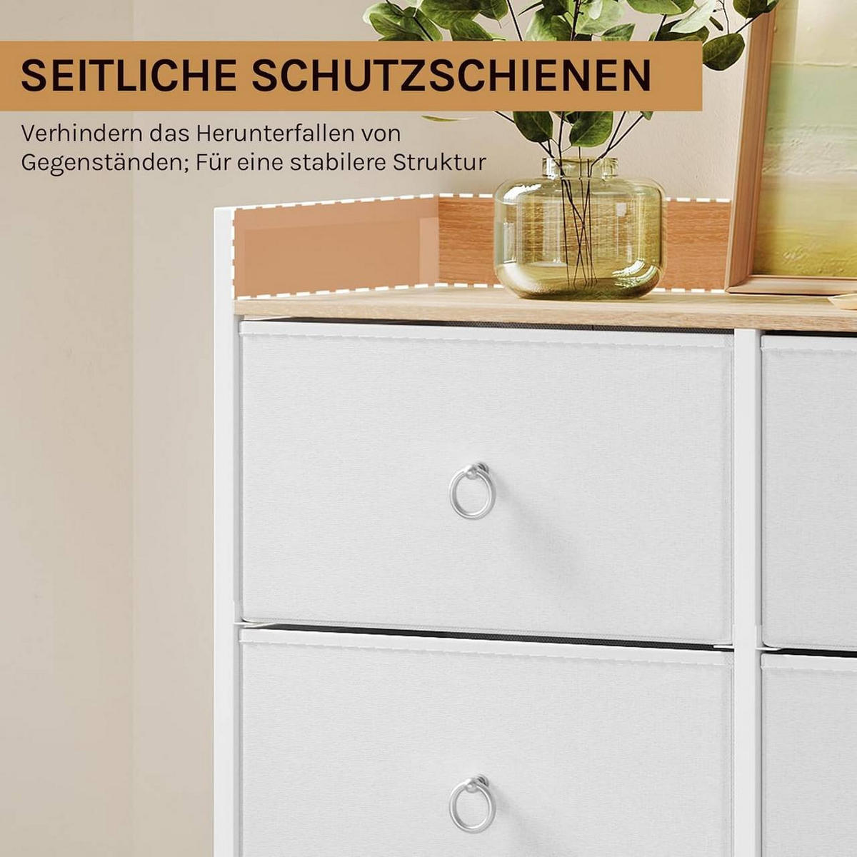 KOMMODE mit 6 Schubladen, Industrial Stil, Weiß - Weiß, Holzwerkstoff/Kunststoff (80/78/29cm) - Woltu