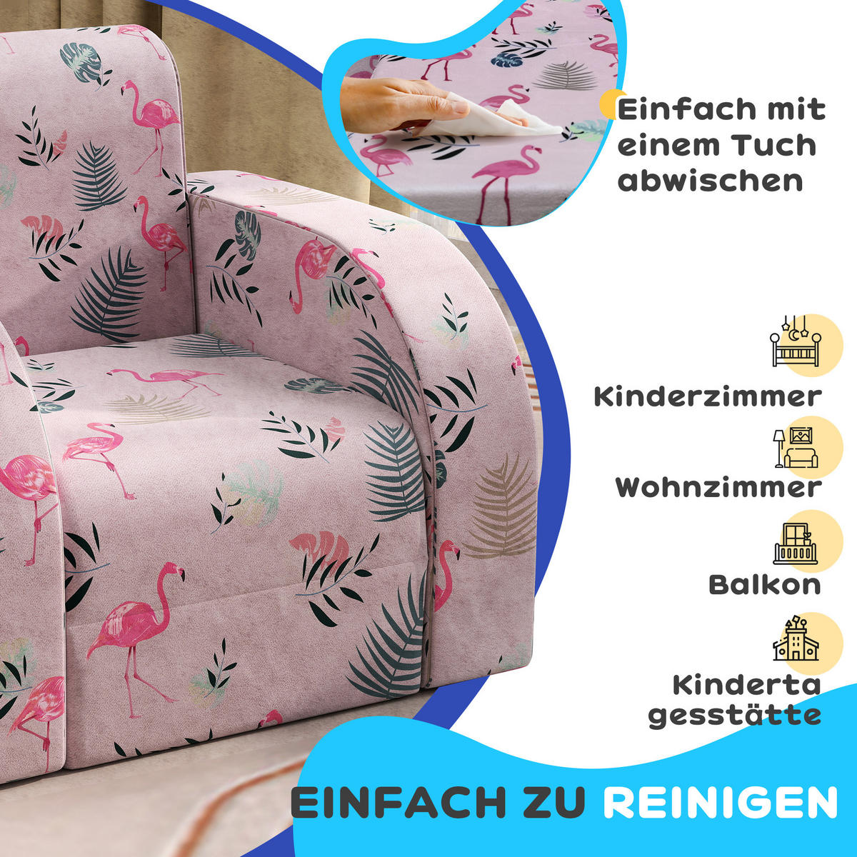 KINDERSESSEL, Schaumstoff, Rosa, 46,5L x 93B x 28,5H cm - Rosa, Metall (93/28.5/46.5cm) - AIYAPLAY