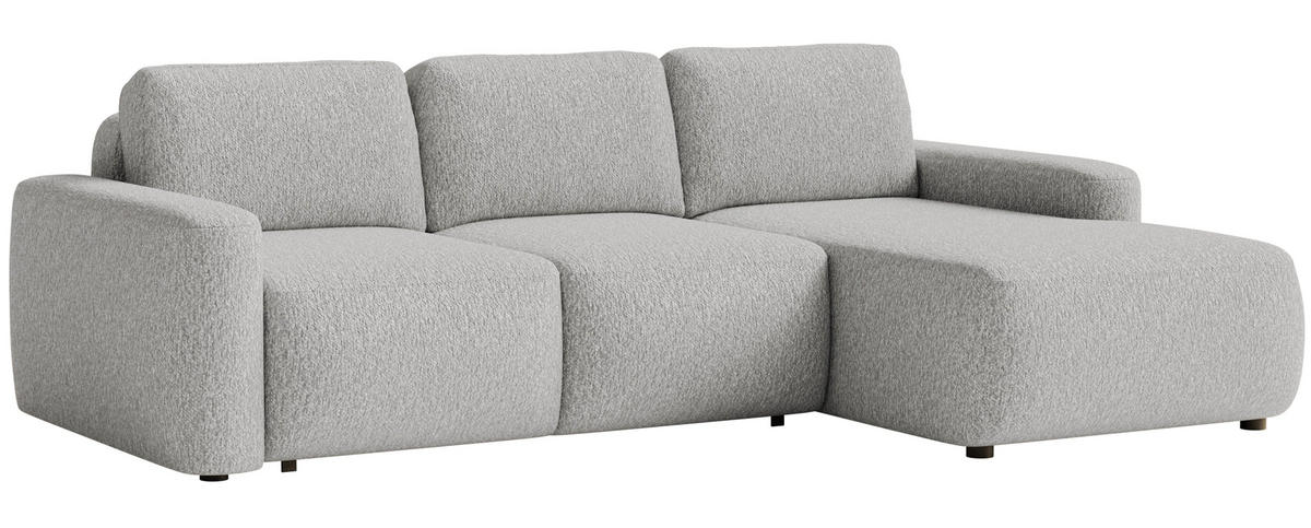 ECKSOFA Carnos Mini Hellgrau Chenille - Hellgrau/Schwarz, Kunststoff/Textil (164/238cm) - Selsey