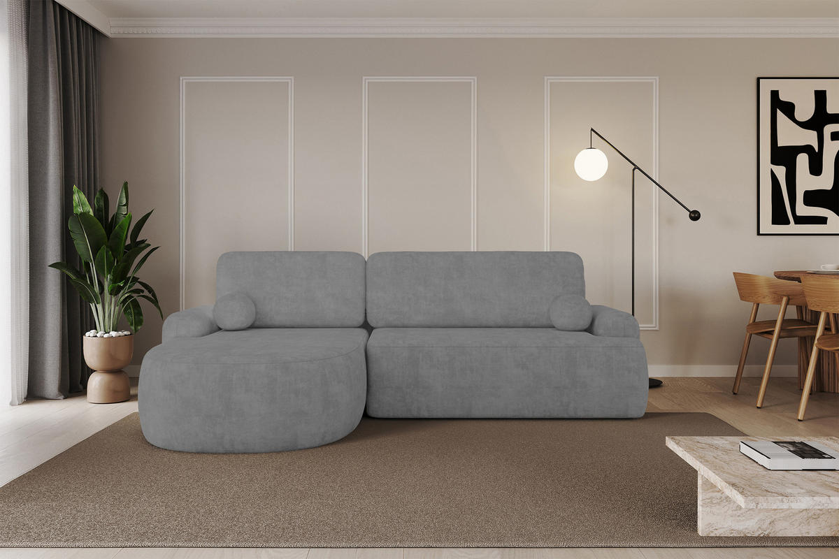 ECKSOFA mit Schlaffunktion und Bettkasten LIRA-L - 264x172x89 Grau - Grau, Holzwerkstoff/Textil (264/172cm) - ALTDECOR