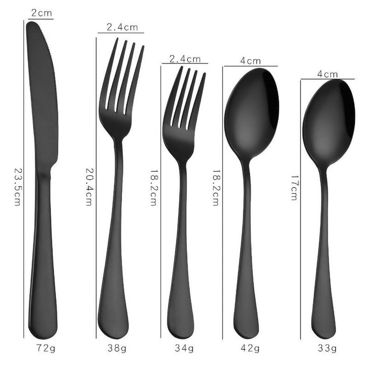 BESTECK-SET, 5-teilig, schwarz, Edelstahl - Schwarz, Metall