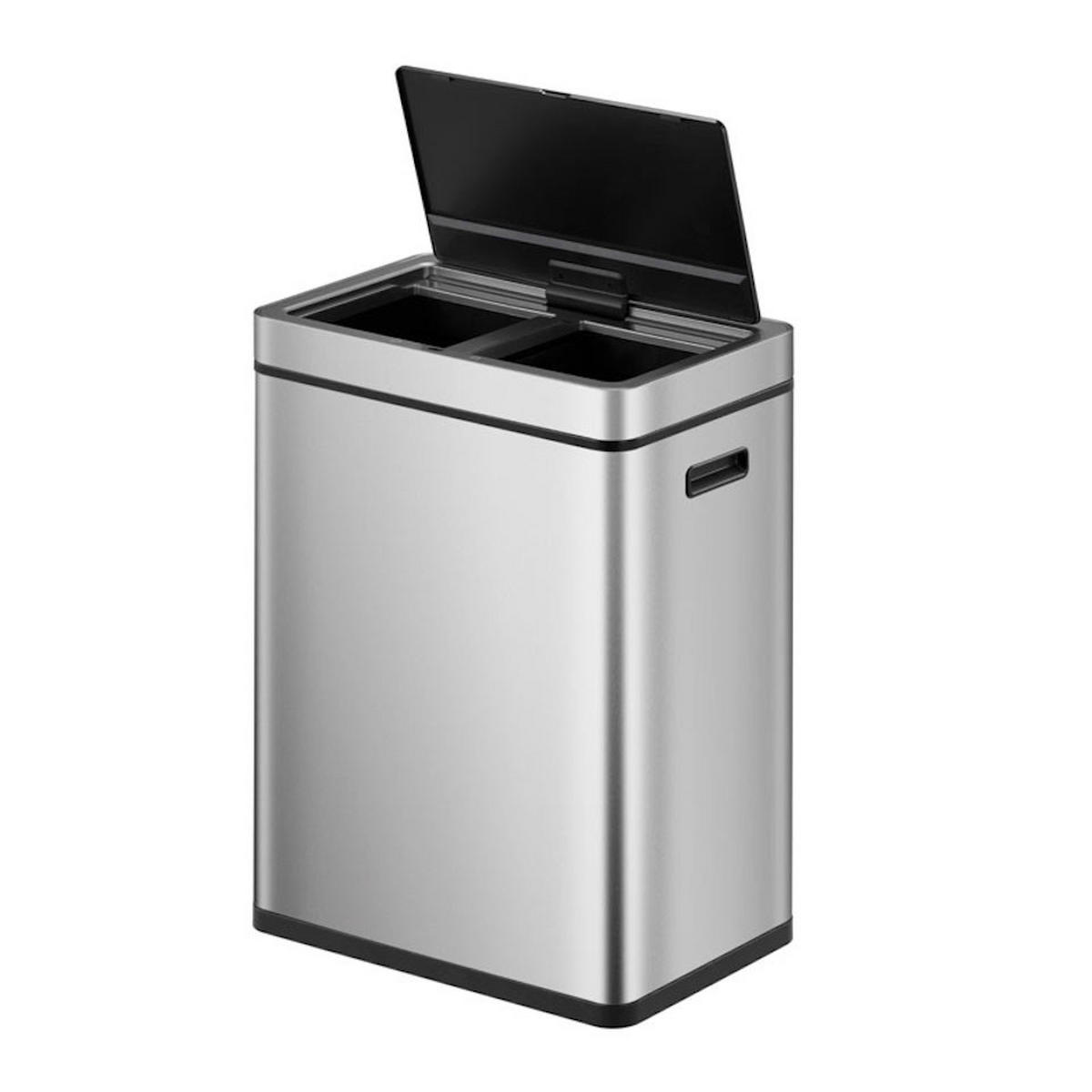 MÜLLEIMER Stylischer Sensor Mülleimer Aus Gebürstetem Edelstahl 30 & 30 Liter 65,2 x 48,6 x 30,8 cm Silber - Silberfarben, Metall (48.6/65.2/30.8cm) - PROREGAL