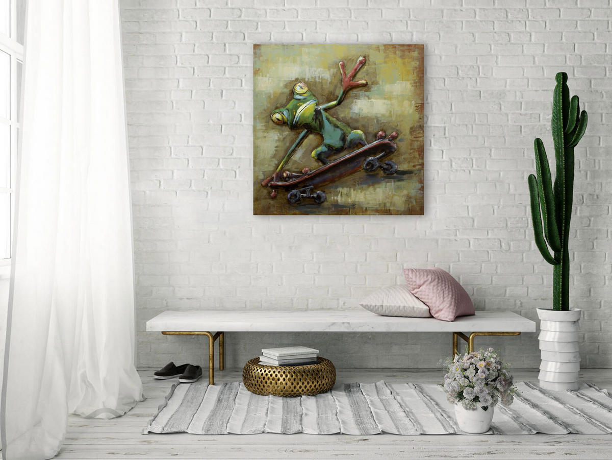 METALLBILD Grün 80/80 cm - Beige/Grün, Metall (4.6/80cm) - KUNSTLOFT