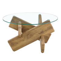 COUCHTISCH 79/45 cm Transparent/Holz aus MDF und Glas mit Kreuzgestell - Klar, Holzwerkstoff (79/79/45cm) - OKMYHOME