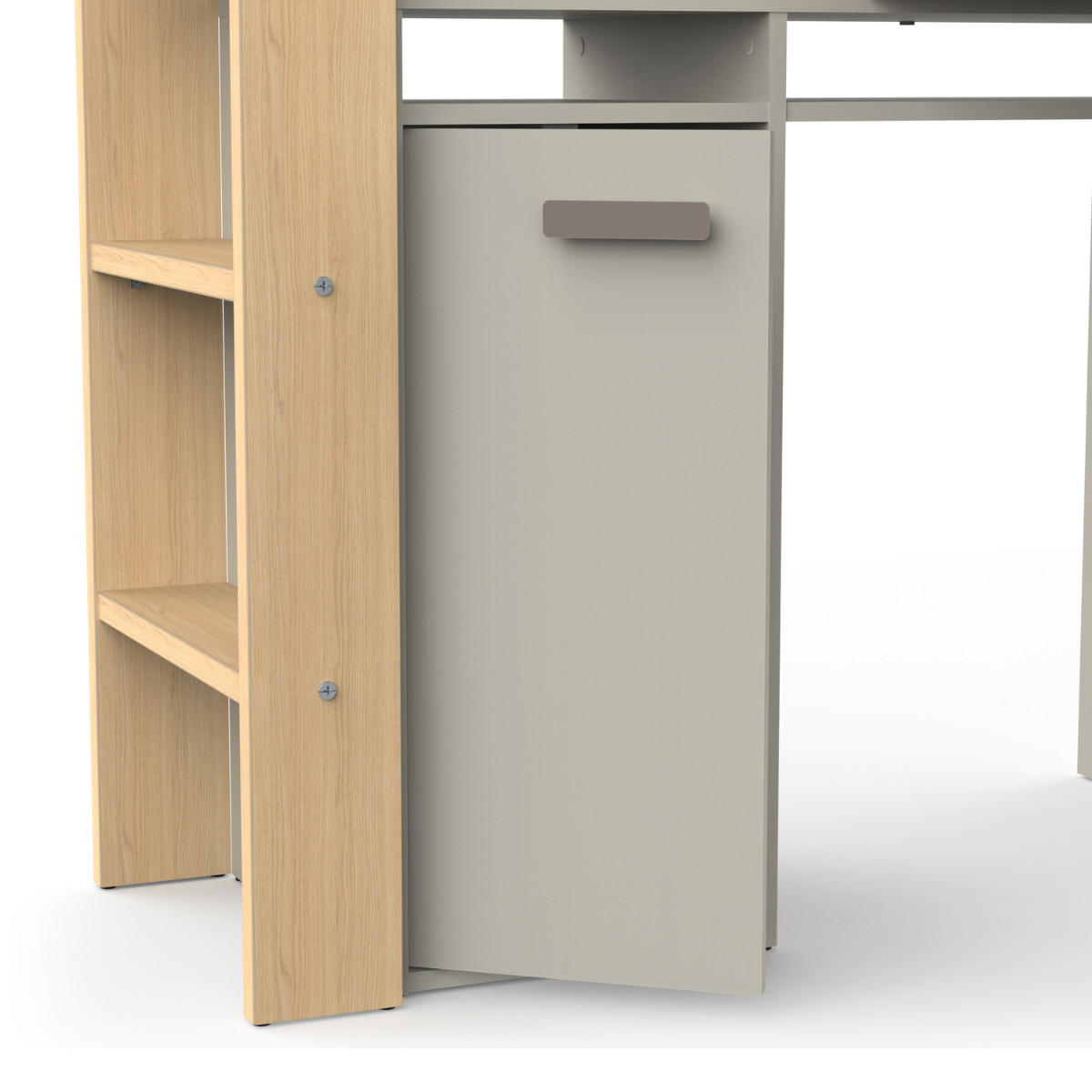 HOCHBETT mit schreibtisch und kleiderschrank - camillia 205,9/104,1/183 cm - Grau, Holzwerkstoff - Calicosy