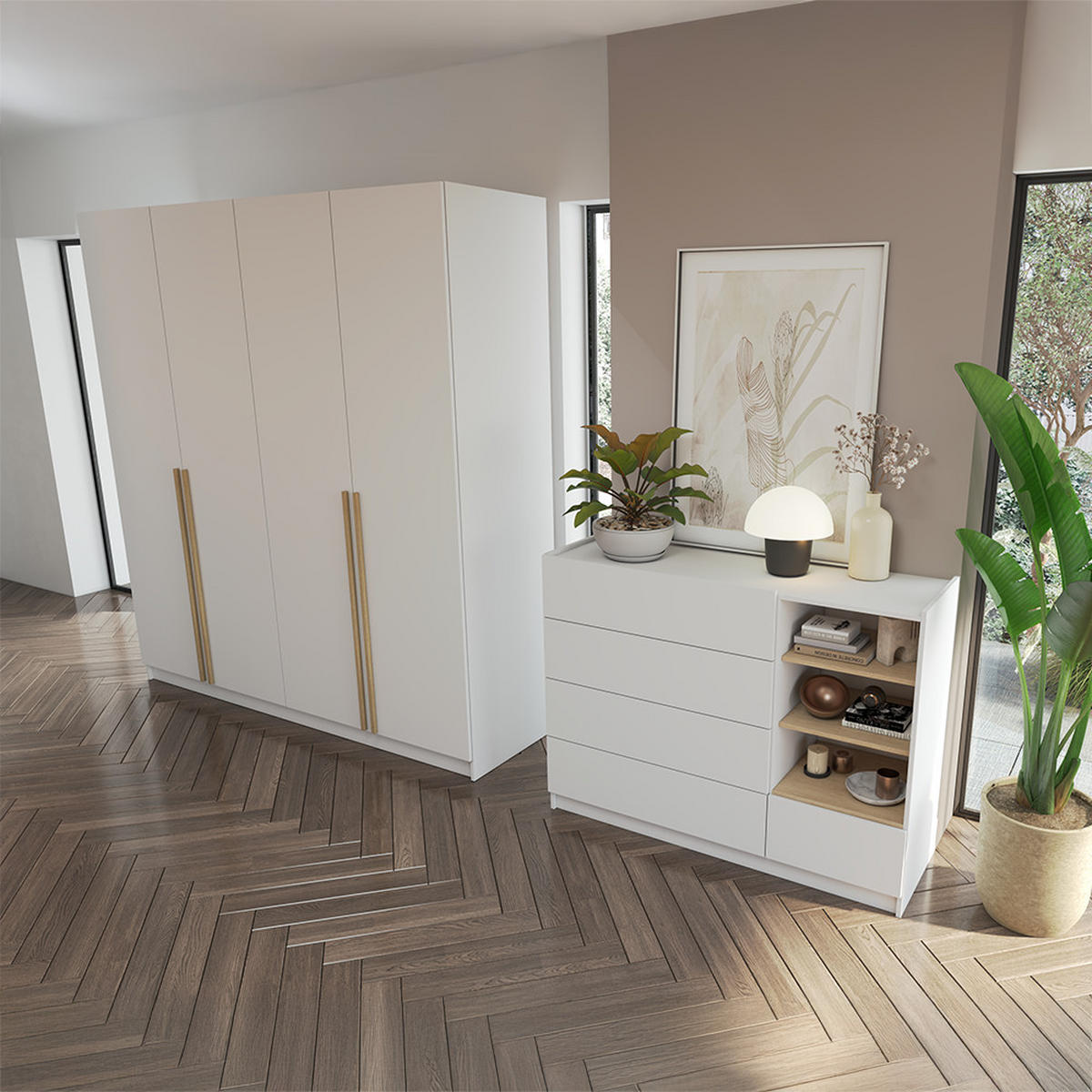 NACHTISCH rechts Sevilla - Weiß, Holzwerkstoff (40/55/30cm)