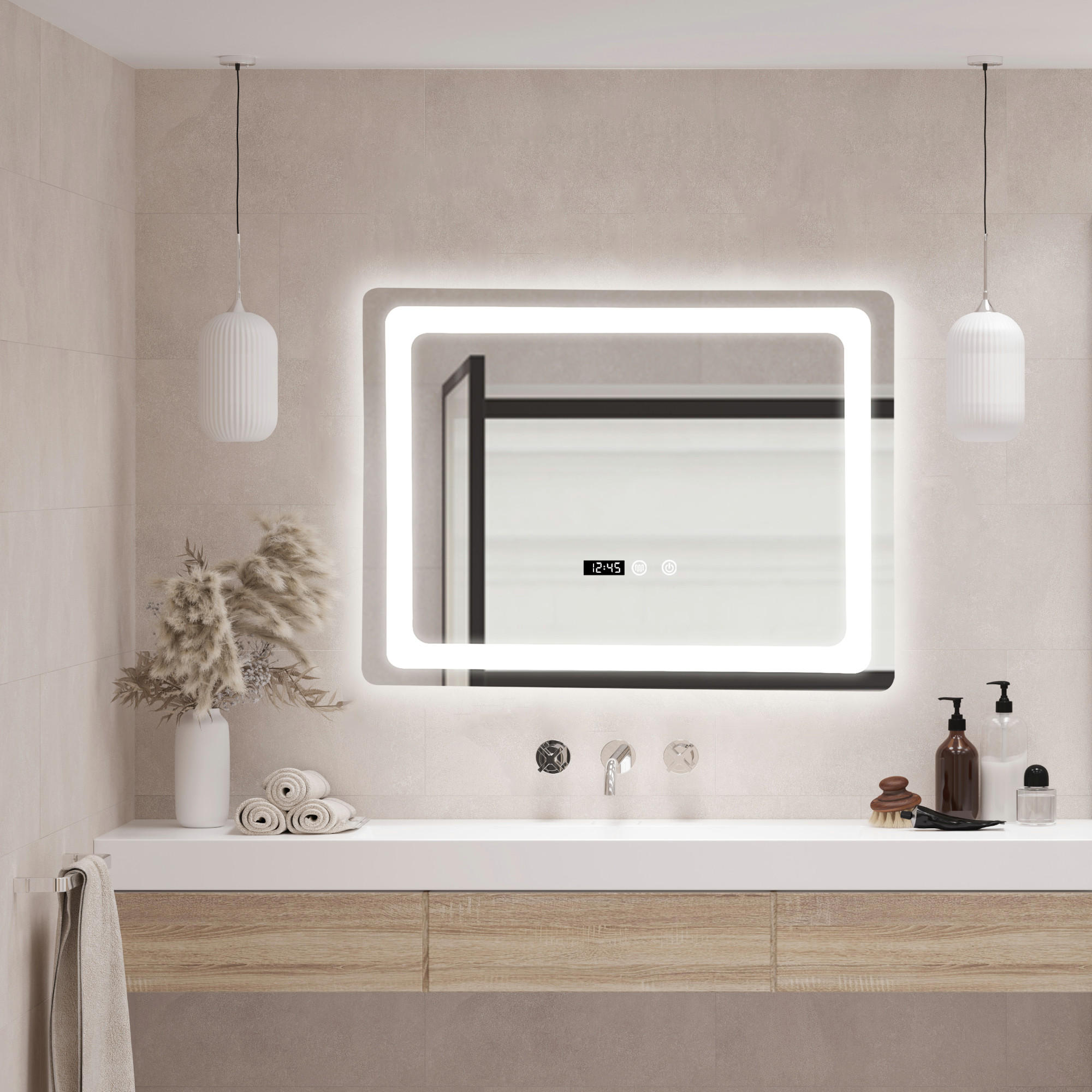 BADEZIMMERSPIEGEL Casoli - Silberfarben, Glas/Metall (90/60/3.5cm) - pro.tec