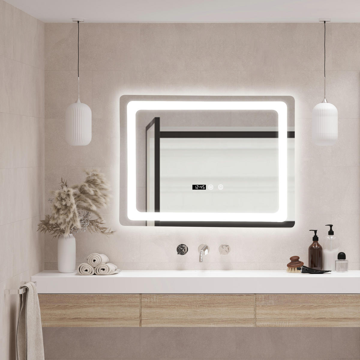 BADEZIMMERSPIEGEL Casoli - Silberfarben, Glas/Metall (90/60/3.5cm) - pro.tec