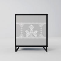 SIDEBOARD THAI GRAY, Schwarz, 57,5x42x67,5 cm, Schwarze Metall-Rahmenfüße - Multicolor/Schwarz, Holzwerkstoff/Metall (57.5/67.5/42cm) - SpaceRebels
