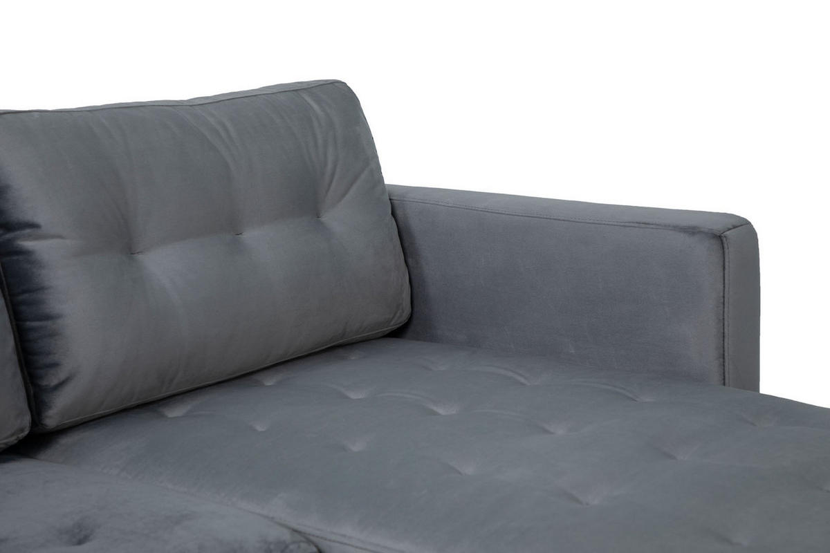 ECKSOFA Velours grau - Grau, Textil (219/151cm) - ebuy24