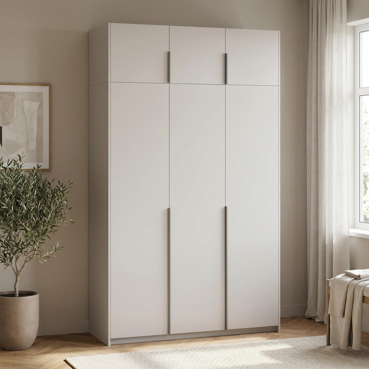 DREHTÜRENSCHRANK AMARA 148/250/58cm 3-türig Kaschmir - Kaschmir, Holzwerkstoff (148/250/58cm) - MASSENO
