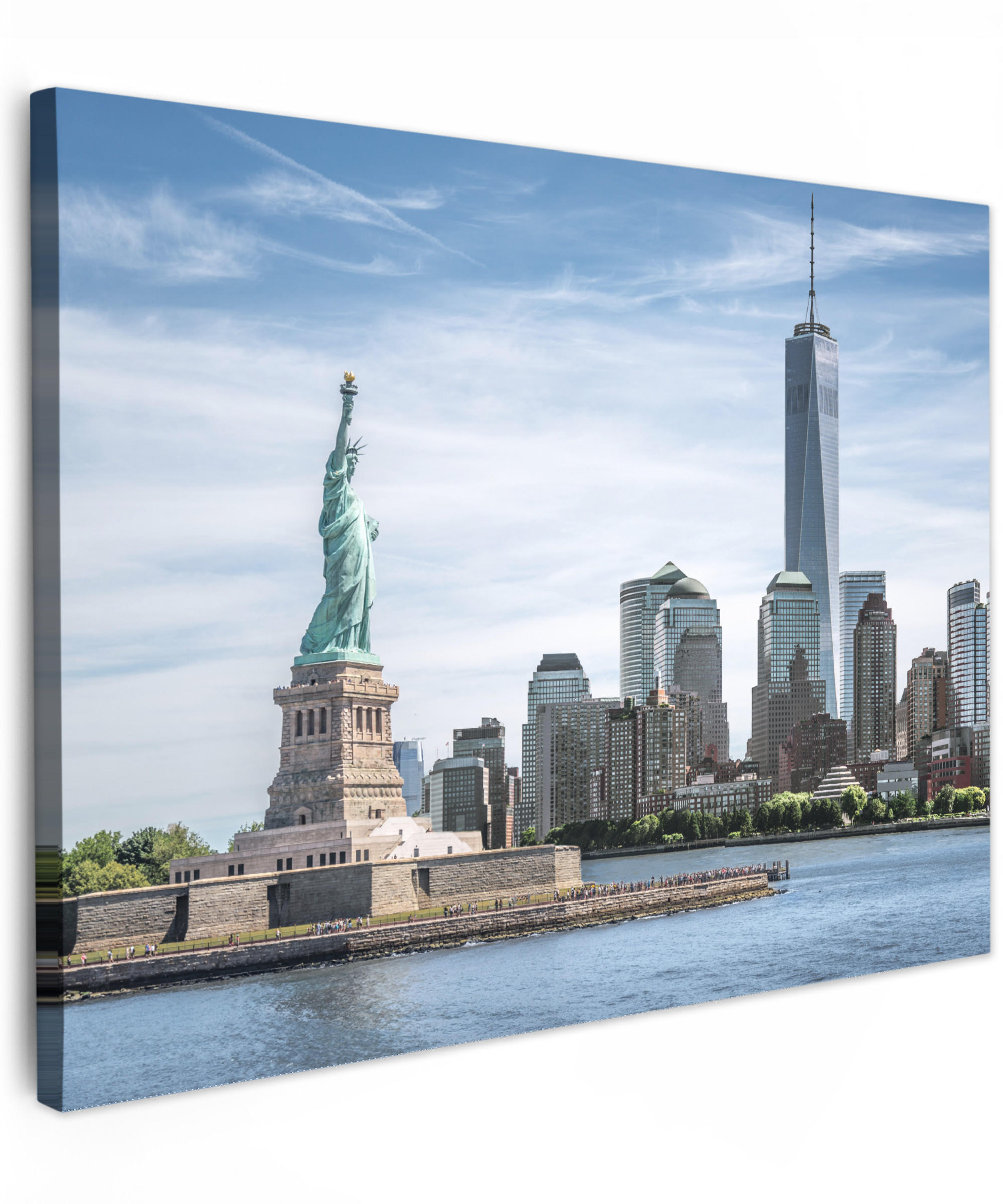 LEINWANDBILD New York - Freiheitsstatue - Wasser 40x30 cm - Hellblau, Textil (40/30cm) - MuchoWow