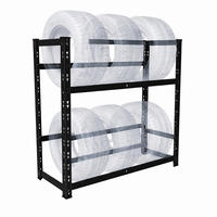 DÄCKSTÄLL Svart stål för 4 till 6 däck 100x85x35 cm - Svart, Metall/Plast (85/100/35cm) - Relaxdays