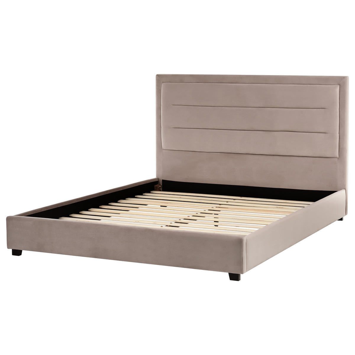 BETT mit Lattenrost 160/200 cm Taupe Rouen - Taupe/Schwarz, Textil (160/200cm) - Beliani