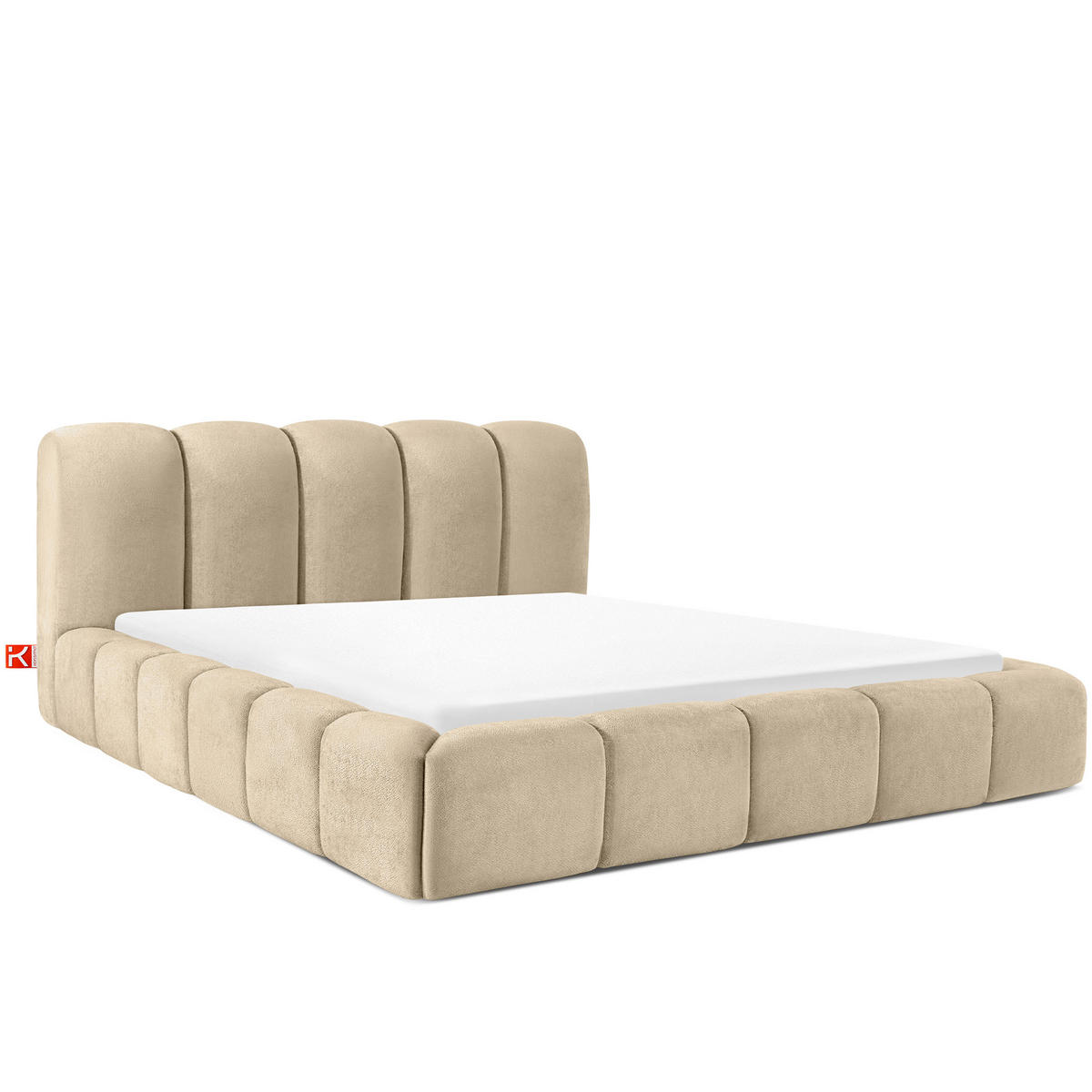 POLSTERBETT MERIDE Chenille, Beige - Beige/Schwarz, Holz/Textil (200/200cm) - KONSIMO®