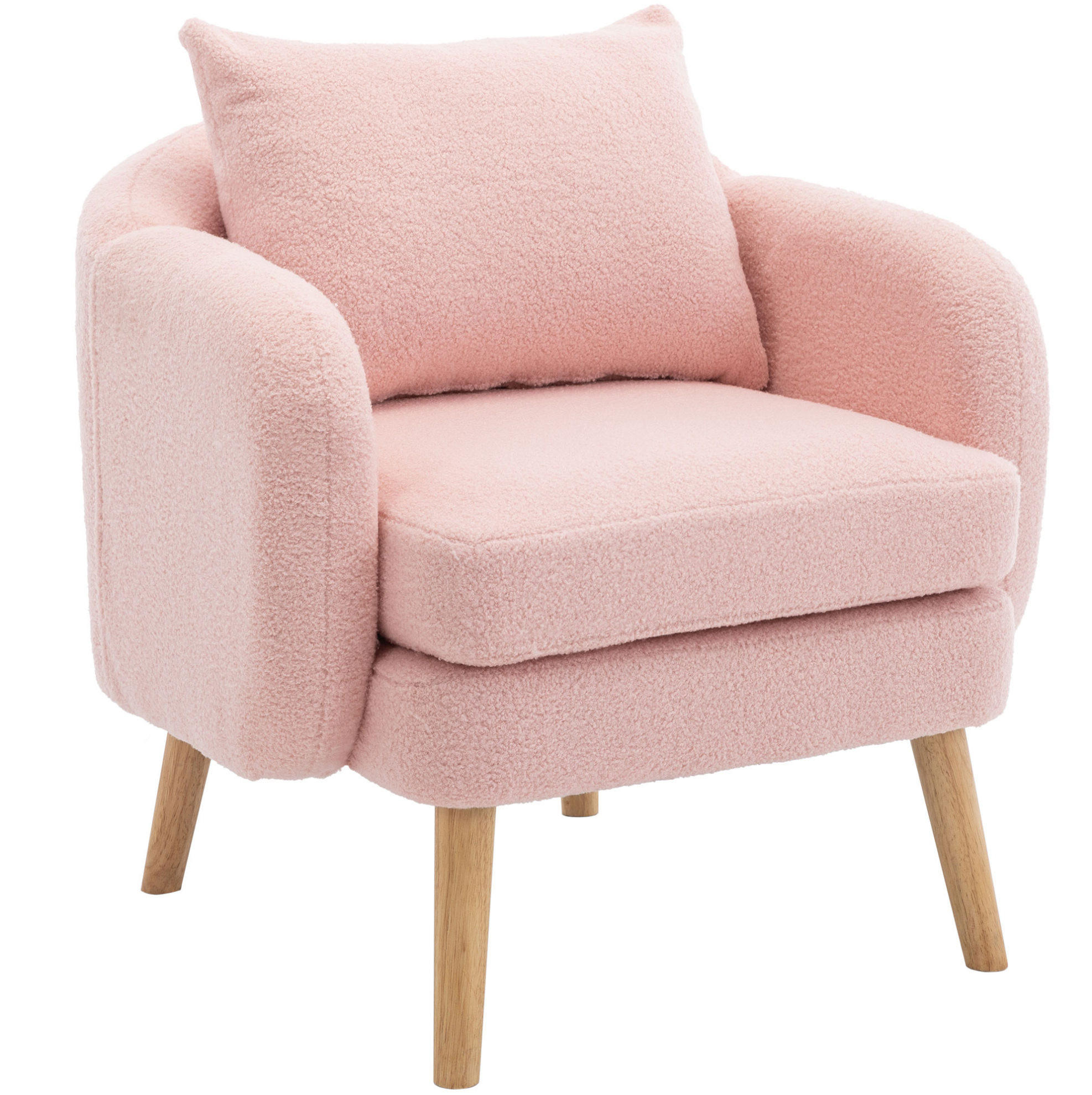 KŘESLO z teddy sametu, 71/72/71 cm růžové, s velkým polštářem - růžová, textil (72/71/71cm) - BEAOK