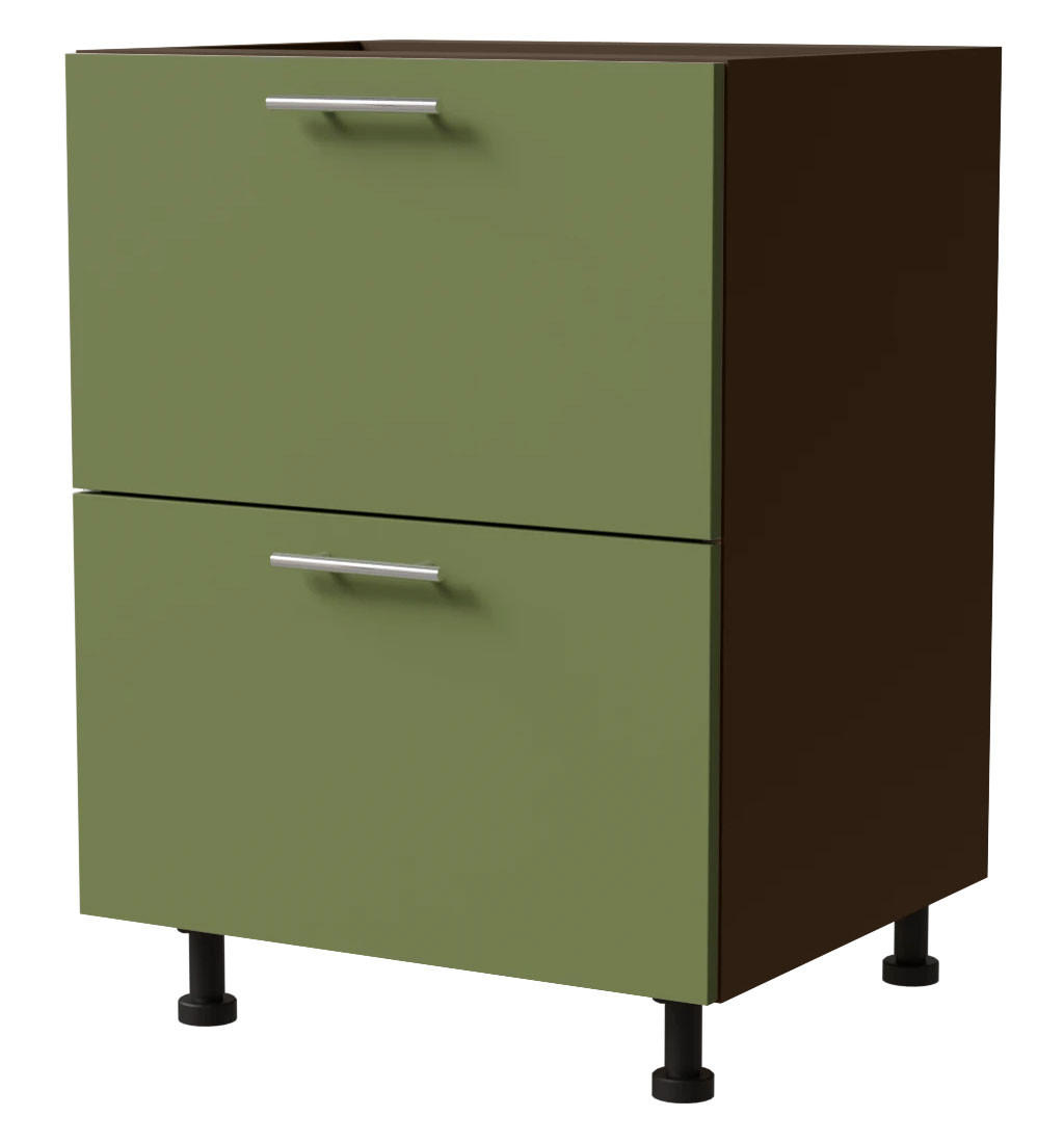 SCHUBLADENUNTERSCHRANK Brerra D2A/60/1A Korpus lava / Front RAL 6025 farngrün Matt 60 / 50 / 82 cm - Dunkelgrau/Grün, Holz/Holzwerkstoff (60/82/50cm) - Feldmann-Wohnen