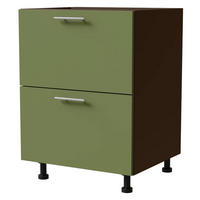 SCHUBLADENUNTERSCHRANK Brerra D2A/60/1A Korpus lava / Front RAL 6025 farngrün Matt 60 / 50 / 82 cm - Dunkelgrau/Grün, Holz/Holzwerkstoff (60/82/50cm) - Feldmann-Wohnen