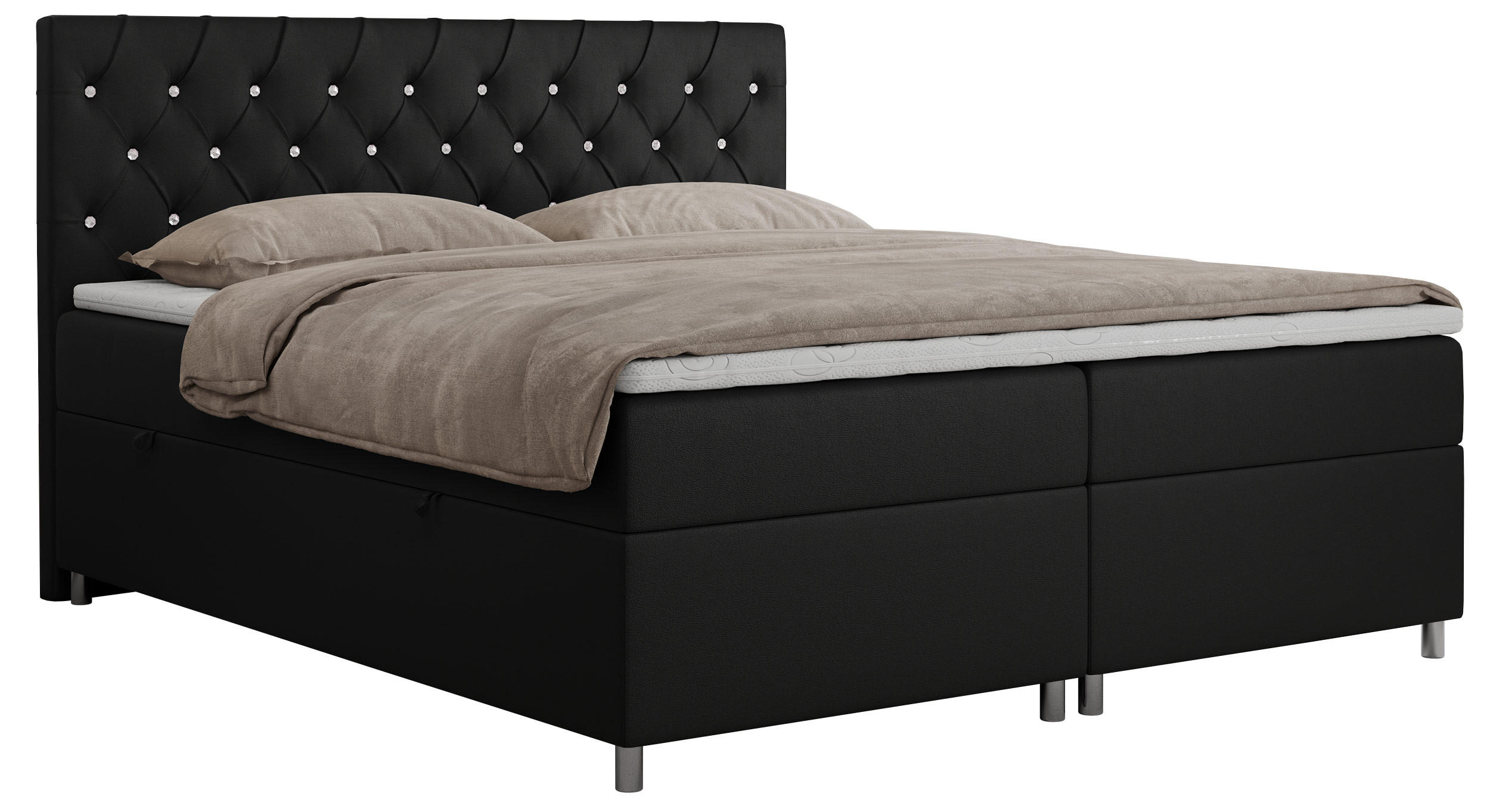 BOXBETT ROMA 120/200 - Schwarz Kunstleder - H3 - Schwarz, Holz/Textil (120/200cm)