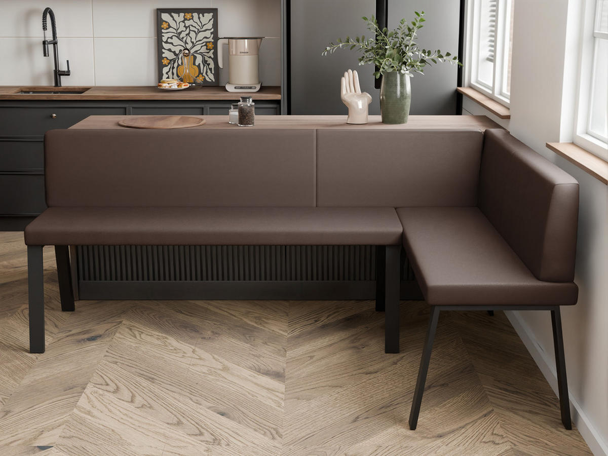 ECKBANK rechts MONO Y Kunstleder glatt, 142/196 cm Braun - Braun, Kunststoff/Textil (142/196cm) - Idohome