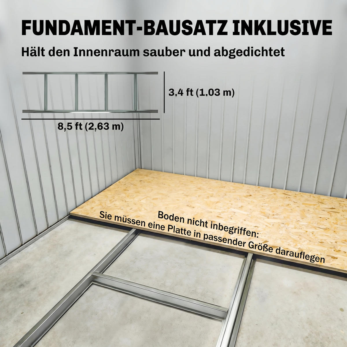 GARTENHAUS 5,4 m² ,2,77 x 1,95 x 1,92 m mit Fundament, Schiebetür, Belüftung, hellgrün - Grün, Metall (195/192/277cm) - Vallsero