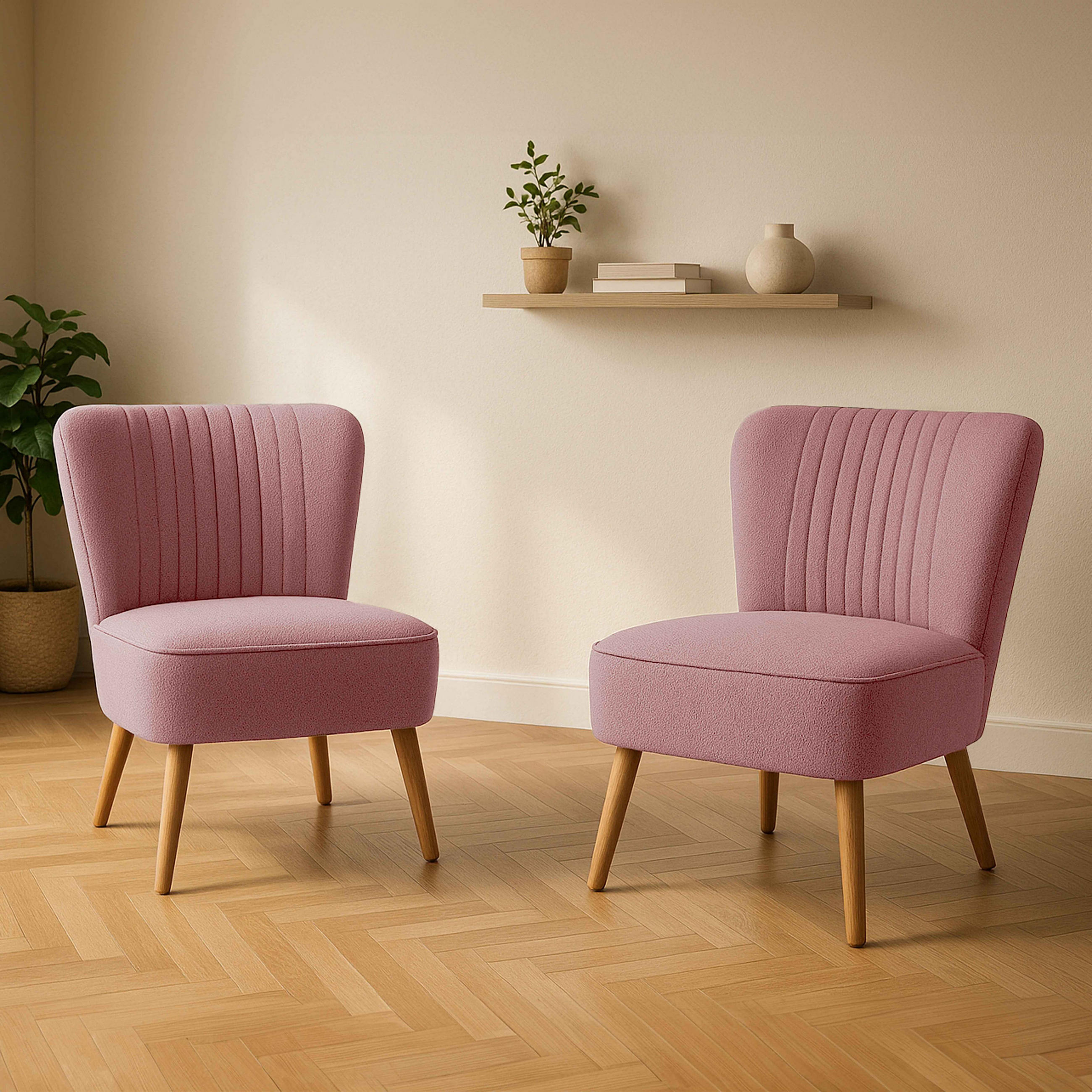 STÜHLE 2-tlg., Rosa - Pink, Textil (62/77/70cm) - Oviala