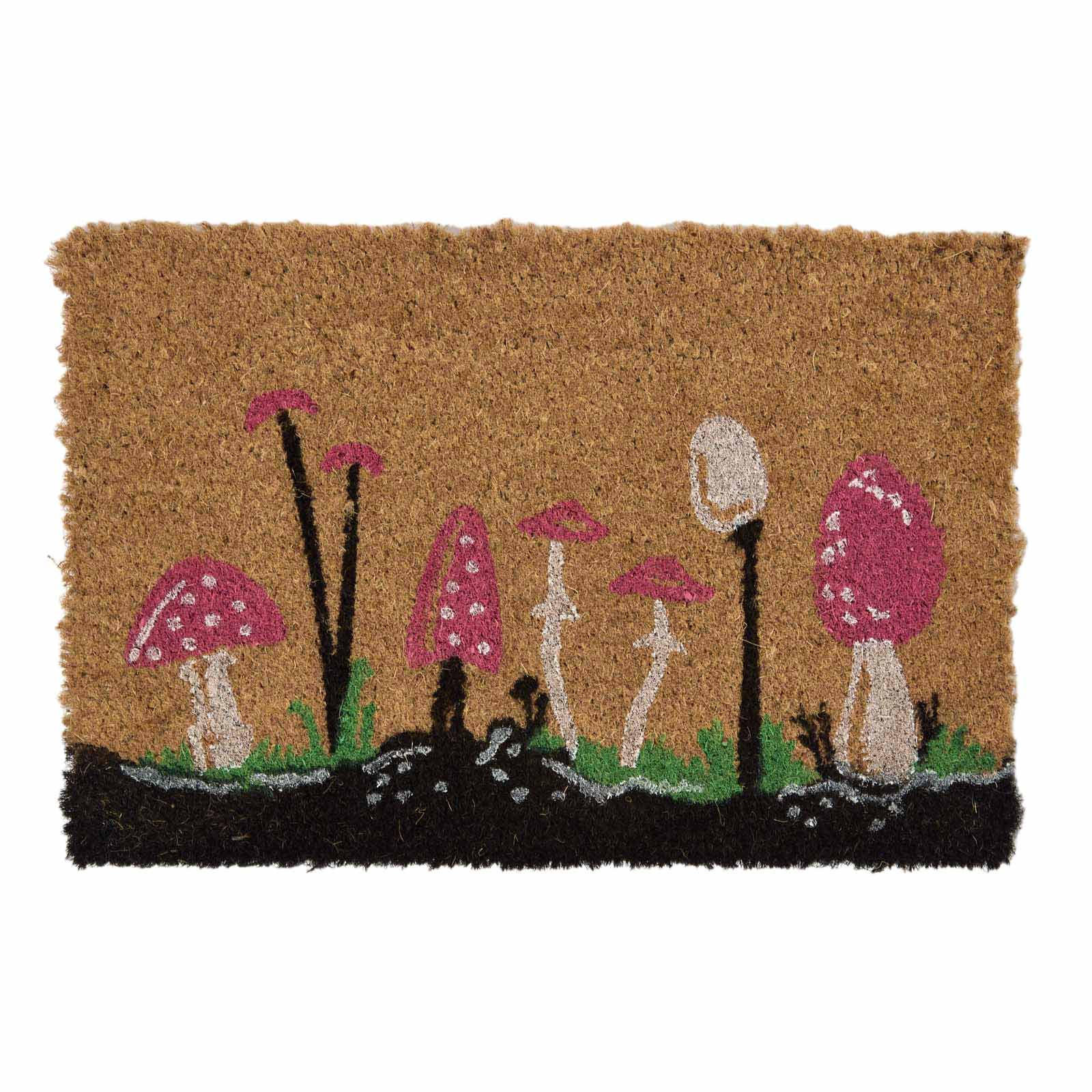 KOKOS-FUSSMATTE 40/60 cm mit Pilz-Motiv - Multicolor, Naturmaterialien (40/60cm) - Homescapes